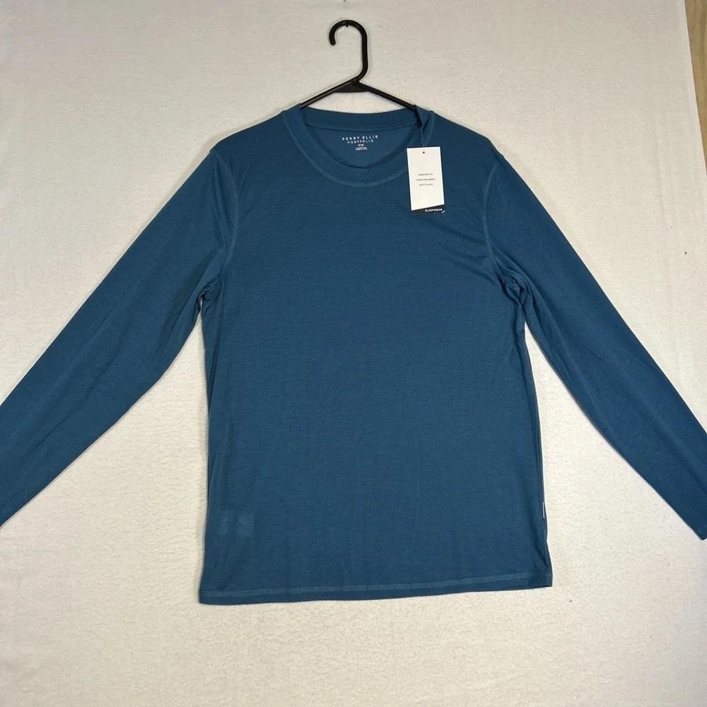 Perry Ellis Portfolio Mens Medium Pajama Sleepwear Lot 2 Teal Gray PTLFB030